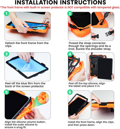 Case Ipad 9Th Generation Kids Ipad 10.2 Case 2021, Full-Body Shock Protective Ipad 7/8/9 Case with Screen Protector Rotating Hand Strap Stand for Ipad 10.2-Inch 9Th/8Th/7Th Gen, Black/Blue